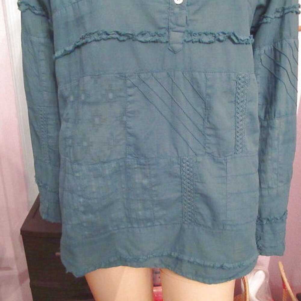 Dylan Patchwork Blouse Top Size L Embroidered Sto… - image 5